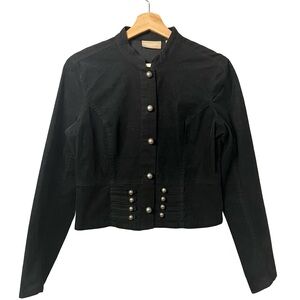 Personal Identity Womens Black Corduroy Military Jacket Size M Gothic Steampunk